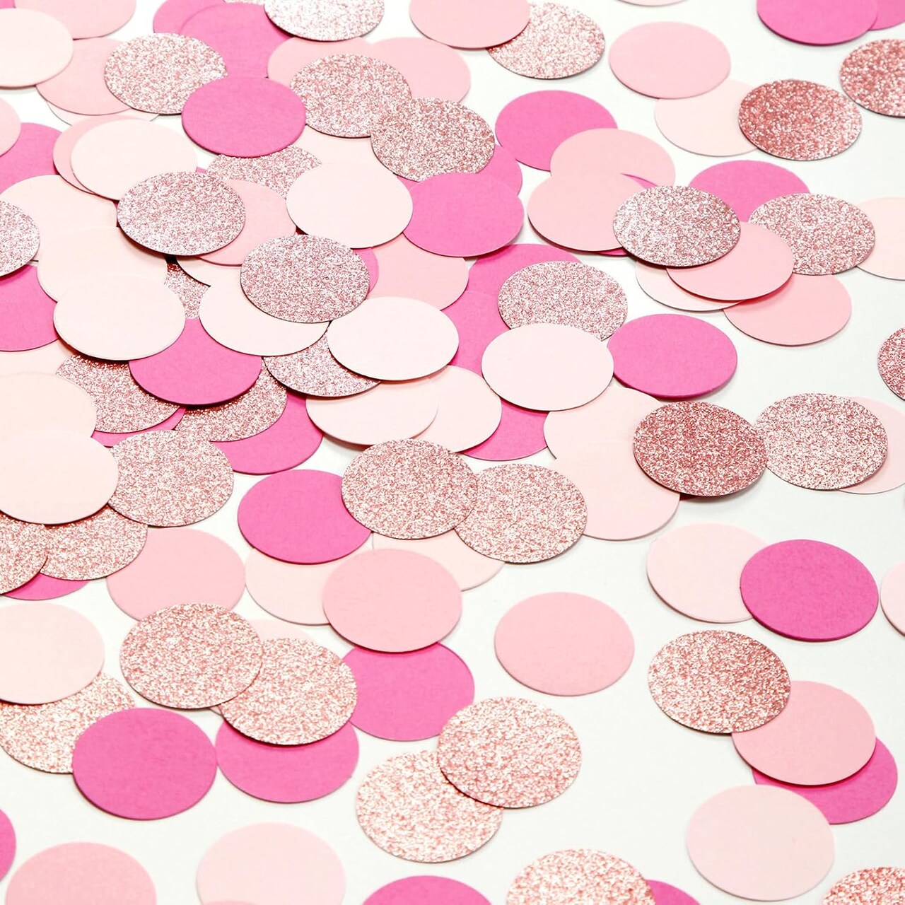 Rose-gold Hot-Pink Party Decorations Confetti - 300pcs Wedding Bridal Shower Baby Girl Birthday Bachelorette Engagement Mohters Brunch Glitter Paper Table Decor Lasting Surprise